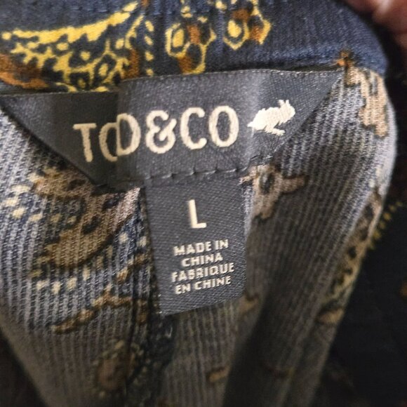 Toad&Co Manzana Paneled Midi Skirt Midnight Leaf Print Organic Cotton Size L - Picture 10 of 12